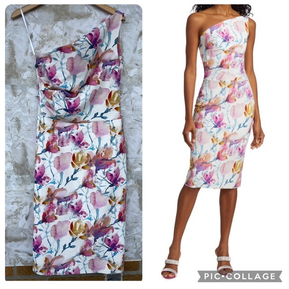 CHIARA BONI LA PETITE ROBE
Angelina Floral One-Shoulder Cocktail Dress Sz 46/10 - Picture 1 of 13